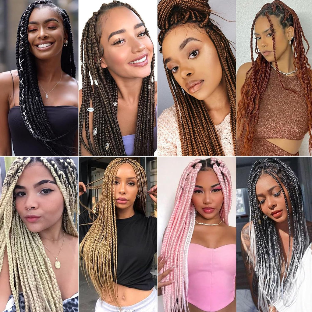 Rajout Cheveux Tressés Pré-étirés Noir Naturelles Black 30 Pouces Long Kanekalon Easy Braids Meches Cheveux pour Tresses Africaine 6 Paquets Knotless Yaki Nattes Extensions de Cheveux(1B#)