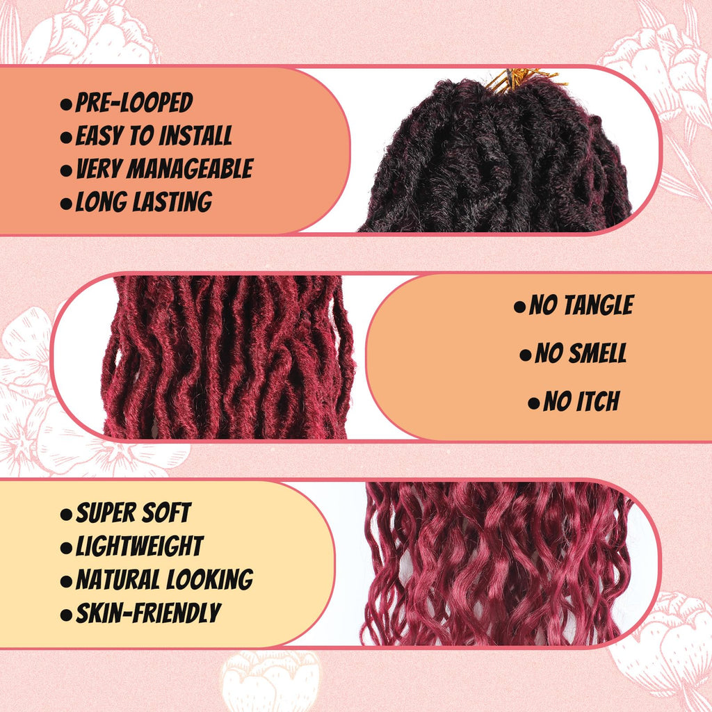 Faux Locs Crochet Hair 24Inch 7 Packs Pre-Looped Ombre Soft Locs With Curly Ends Dreadlock Goddess Loc Crochet Hair for Women（24Inch，OT1B/30/27#）