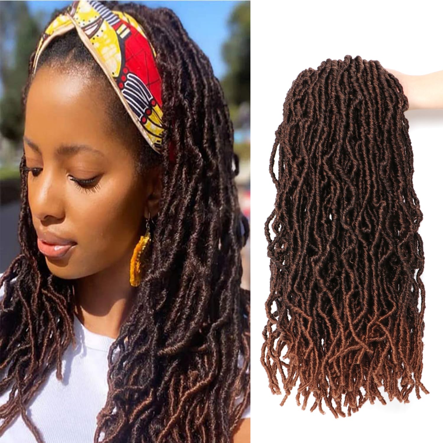 8 Packs Faux Locks Crochet Braids Meches Soft Locs Meches Pour Tresses Africaine Faux Locs Crochet Hair Meches Bouclees Pour Tresses (#1B, 60.9 CM(Lot de 8))