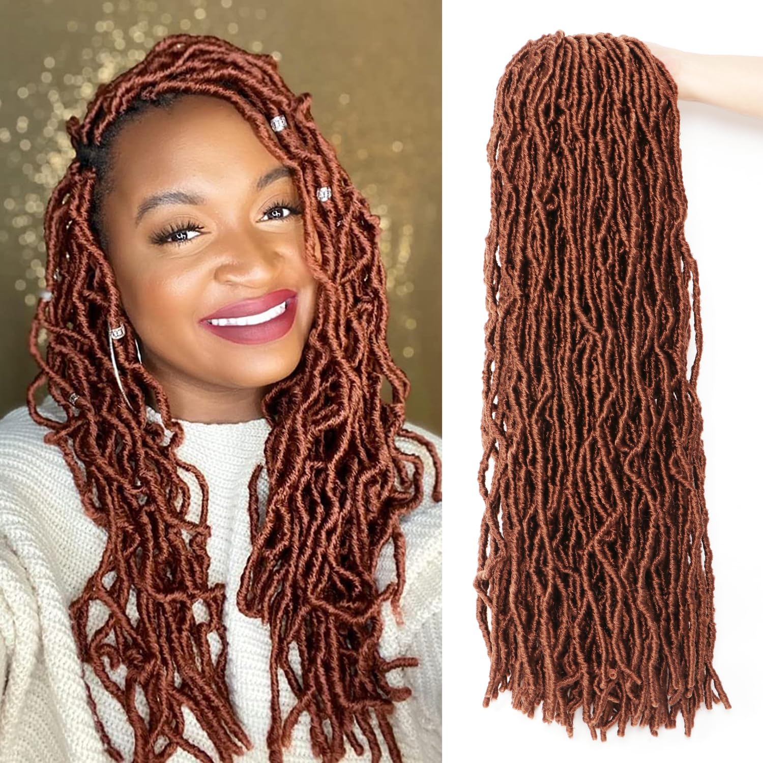 8 Packs Faux Locks Crochet Braids Meches Soft Locs Meches Pour Tresses Africaine Faux Locs Crochet Hair Meches Bouclees Pour Tresses (#1B, 60.9 CM(Lot de 8))