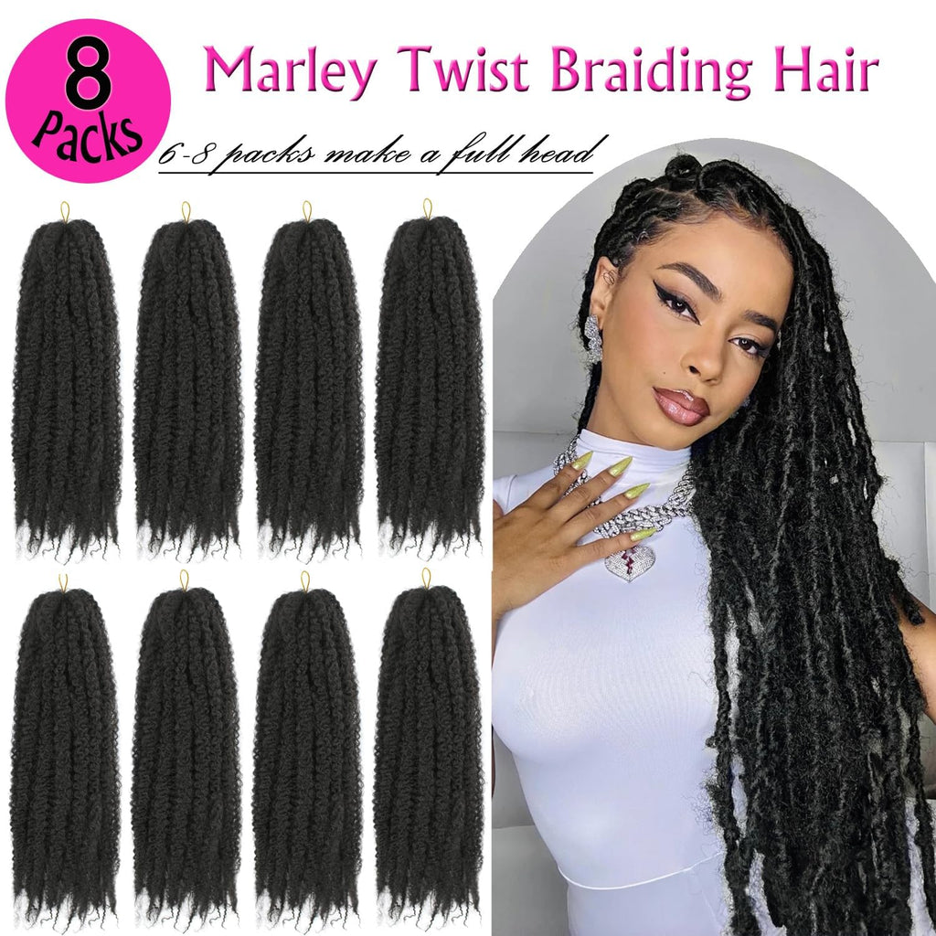 Enbeautiful Marley Twist Hair 24 Inch 8packs Marley Twists Braiding Hair Long Cuban Twist Hair Pre Fluffed Afro Kinky Curly Twists Crochet Hair Synthetic Marley Braids Extensions,27#