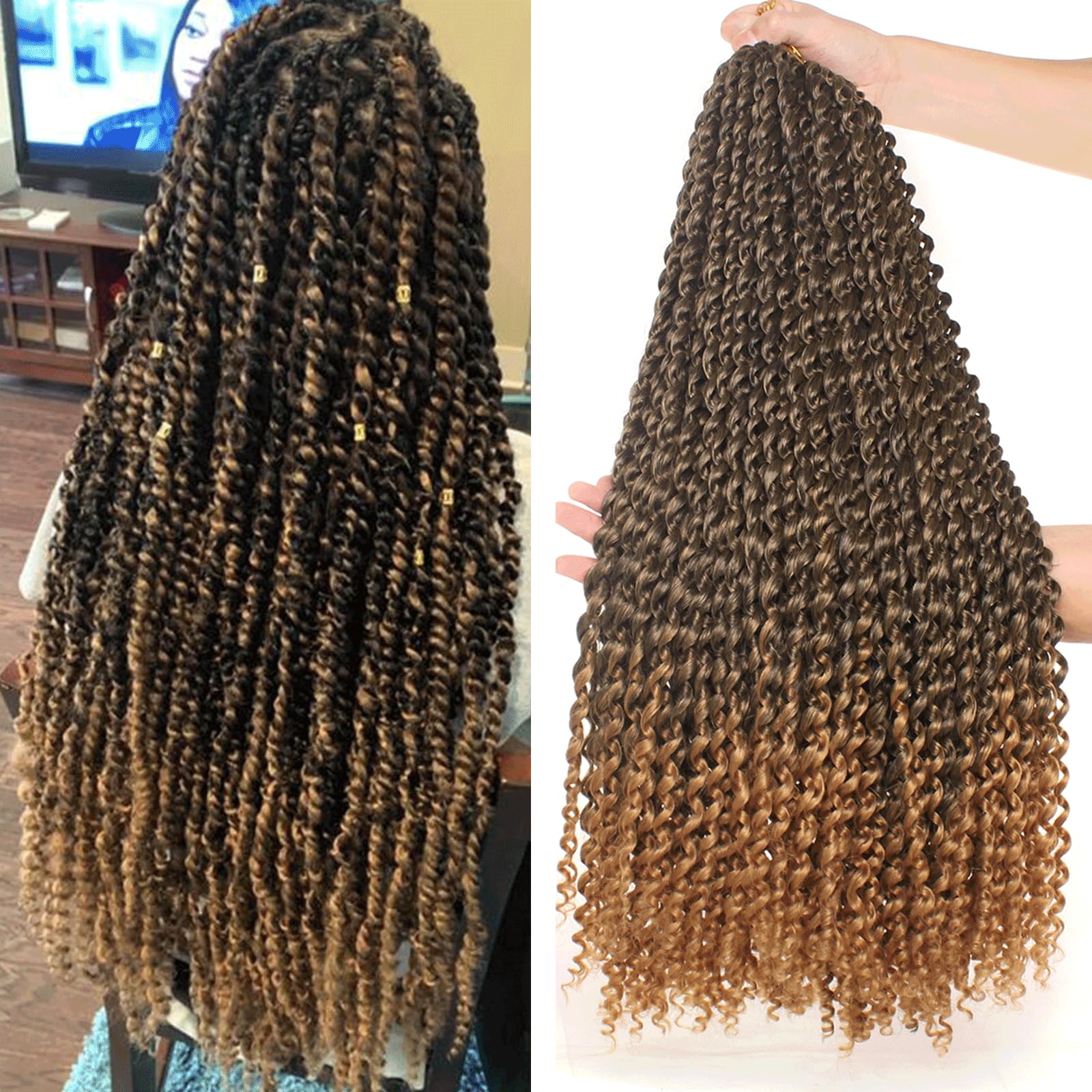 Xtrend Lot de 7 paquets d’extensions de cheveux Passion Twist - 18 mèches par paquet - 30,5 cm - Cheveux tressés au crochet