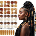 Larrel - Lot de 60 perles en bois imprimées - Perles en bois naturelles à grand trou - Perles rétro pour cheveux - Décoration de tresses - Perles en bois pour bricolage - Décoration de tube de cheveux