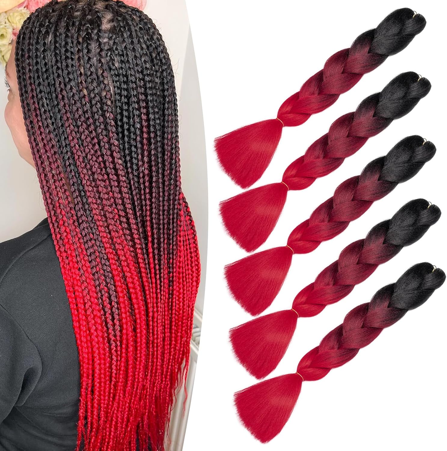Meches pour Tresses Africaine Rajout Cheveux Braids Jumbo Extension Cheveux Ombre Synthétique Violet & Bleu & Jaune & Orange