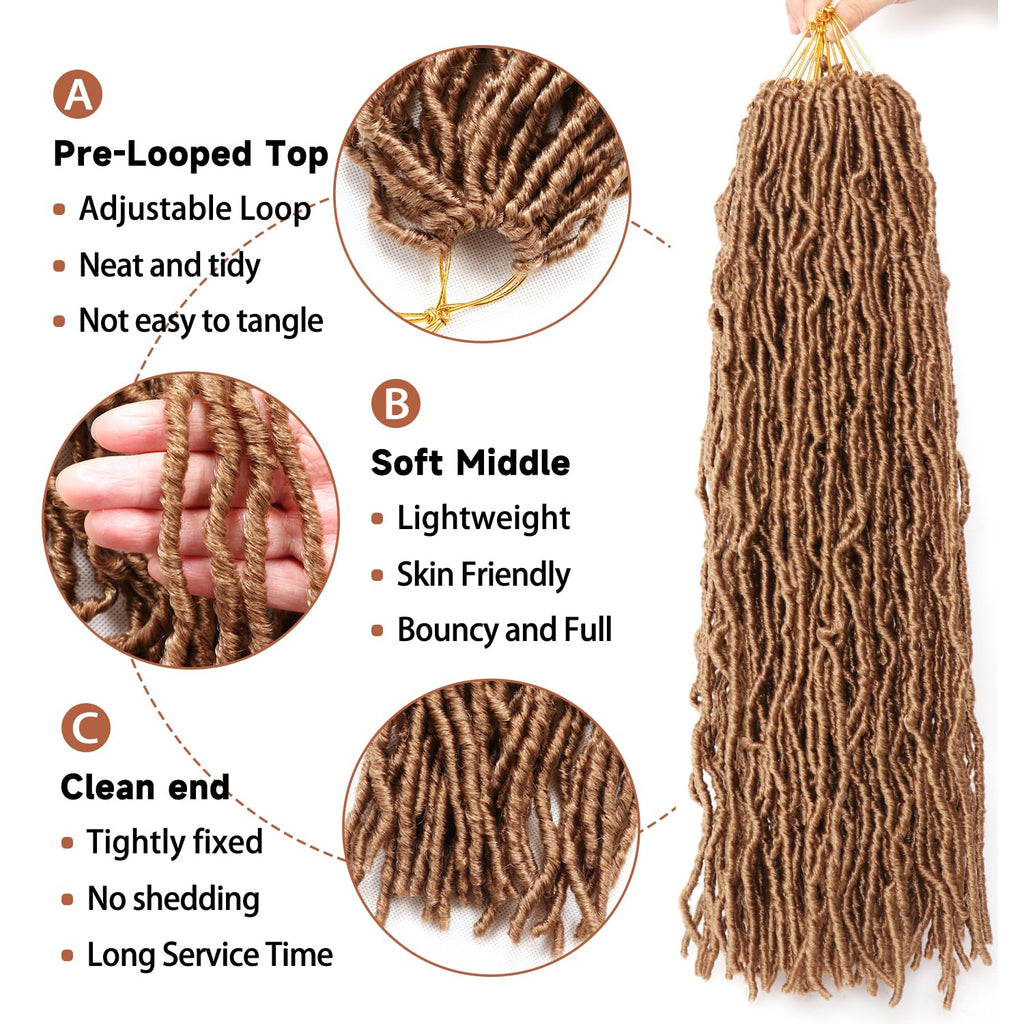 8 Packs Faux Locks Crochet Braids Meches Soft Locs Meches Pour Tresses Africaine Faux Locs Crochet Hair Meches Bouclees Pour Tresses (#1B, 60.9 CM(Lot de 8))