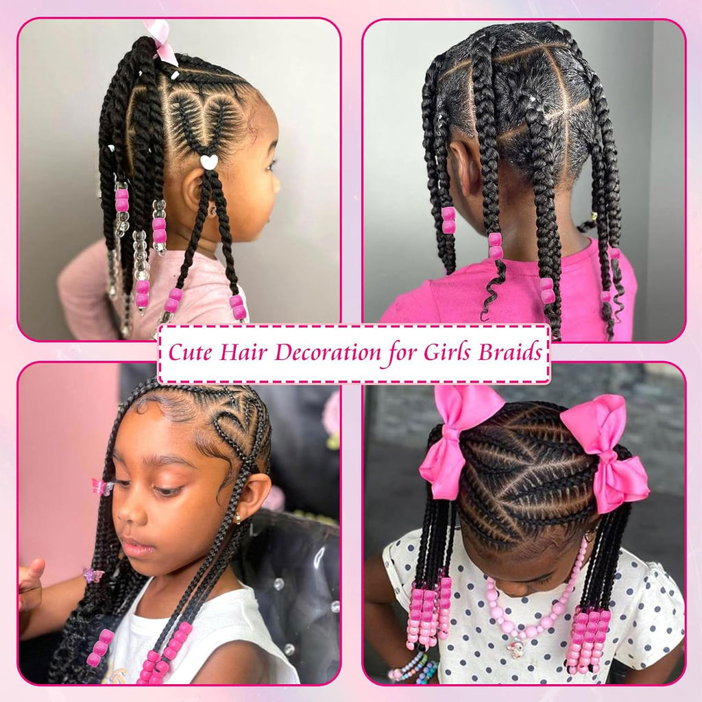50PCS Perles à Cheveux Transparentes pour Tresses, Grosses Perles en Acrylique, Accessoires pour Dreadlocks, Bijoux pour Cheveux pour Enfants Filles avec Aide à