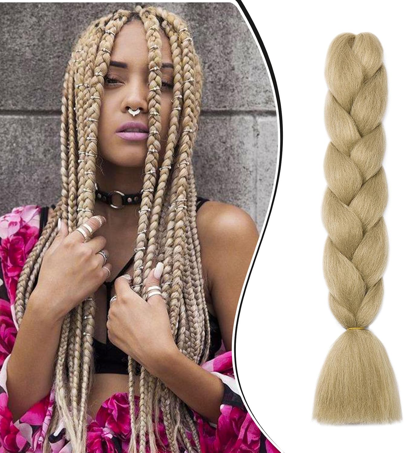 Meches pour Tresses Africaine Rajout Cheveux Braids Jumbo Extension Cheveux Ombre Synthétique Violet & Bleu & Jaune & Orange