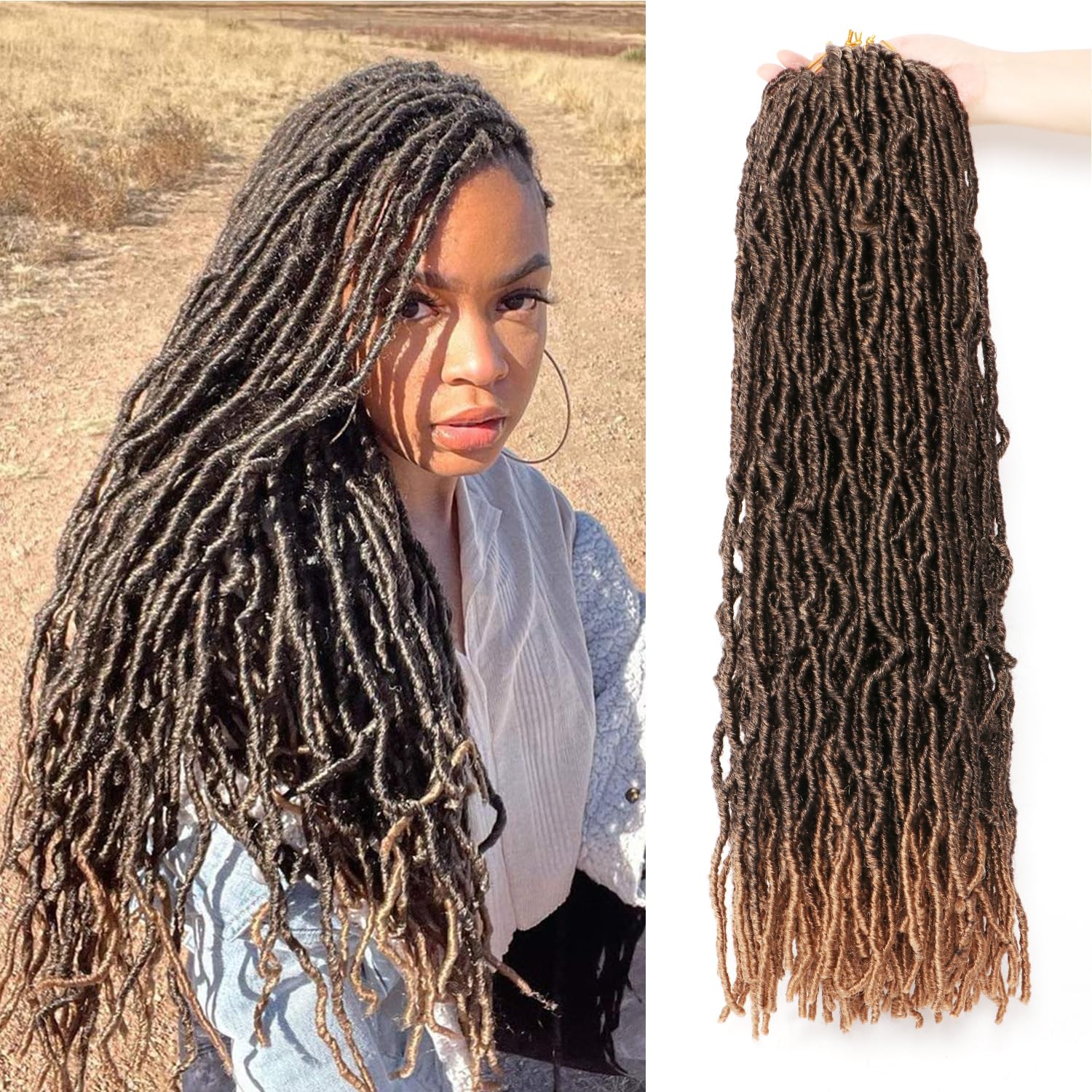 8 Packs Faux Locks Crochet Braids Meches Soft Locs Meches Pour Tresses Africaine Faux Locs Crochet Hair Meches Bouclees Pour Tresses (#1B, 60.9 CM(Lot de 8))