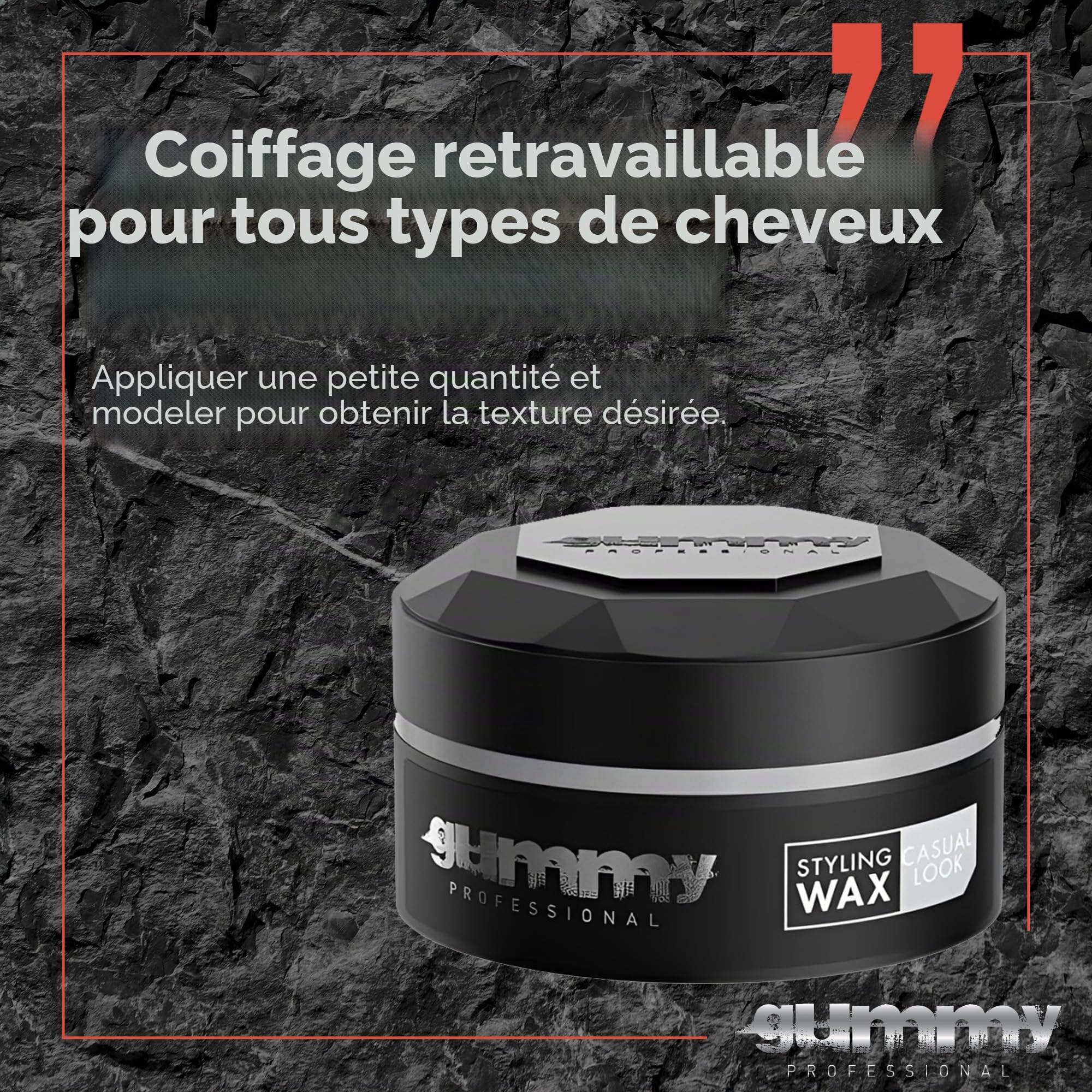 Cire Coiffante Professionnelle Ultra Fixation Gummy 150 ml - Cire capillaire forte tenue & brillance - Pour hommes & femmes - Sans alcool avec vitamine B5