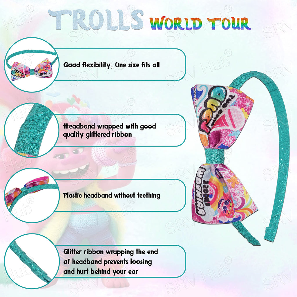 Accessoires à cheveux Trolls pour enfants, brosse à cheveux pour filles, pompons, nœud à cheveux et pince à cheveux pour enfants, pinces à cheveux multicolores pailletées avec de belles breloques