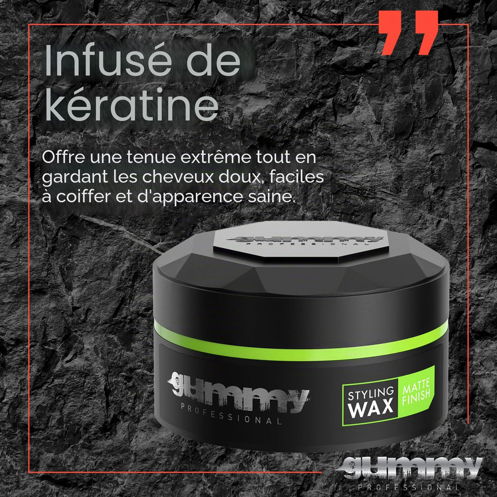 Cire Coiffante Professionnelle Ultra Fixation Gummy 150 ml - Cire capillaire forte tenue & brillance - Pour hommes & femmes - Sans alcool avec vitamine B5