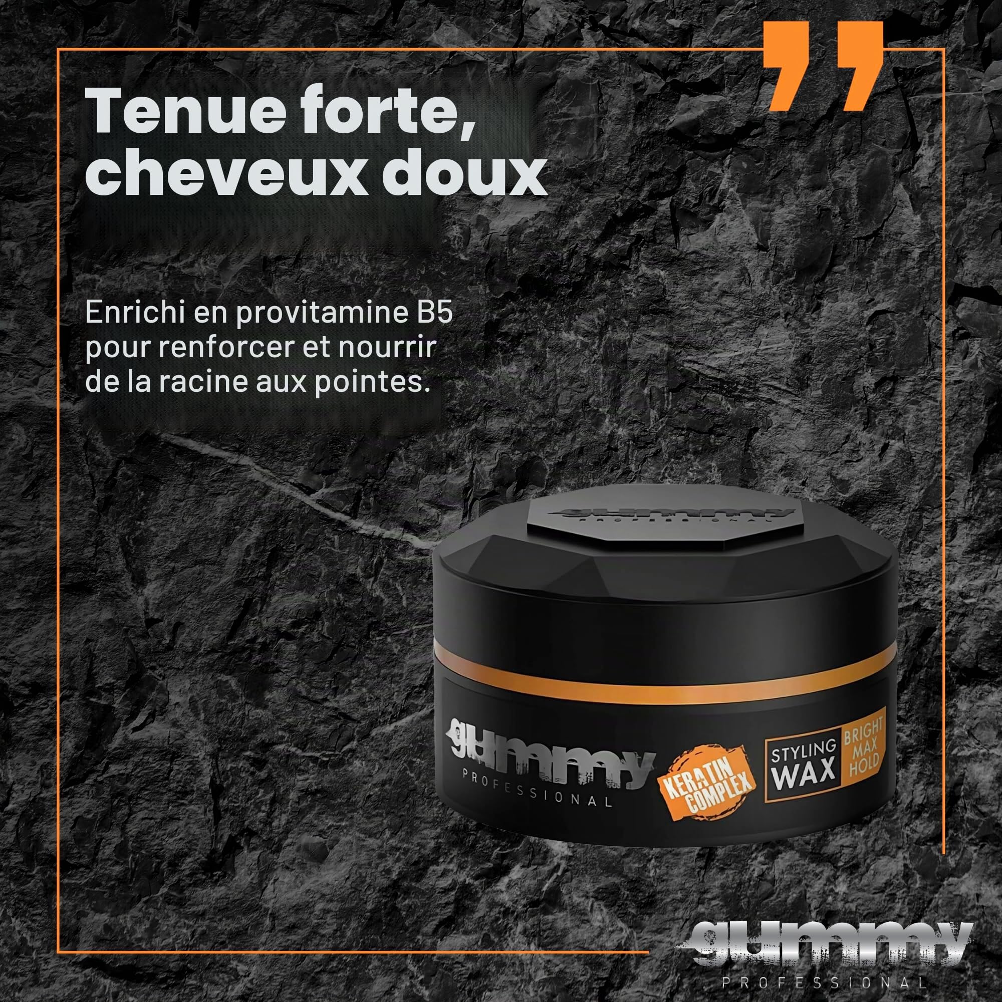 Cire Coiffante Professionnelle Ultra Fixation Gummy 150 ml - Cire capillaire forte tenue & brillance - Pour hommes & femmes - Sans alcool avec vitamine B5