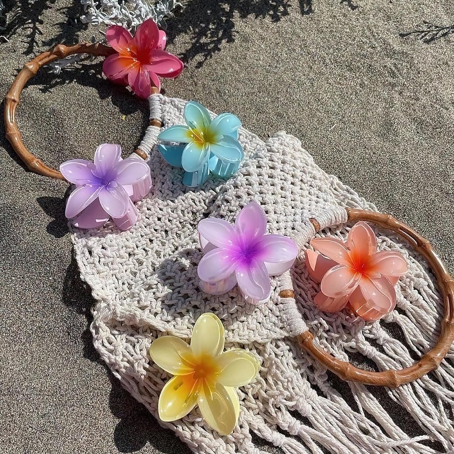 Lot de 6 pinces à cheveux en forme de fleur pour femme, jolie pince à cheveux hawaïenne, accessoires de cheveux hawaïens pour cheveux épais, cadeaux pour femmes, adolescentes et filles